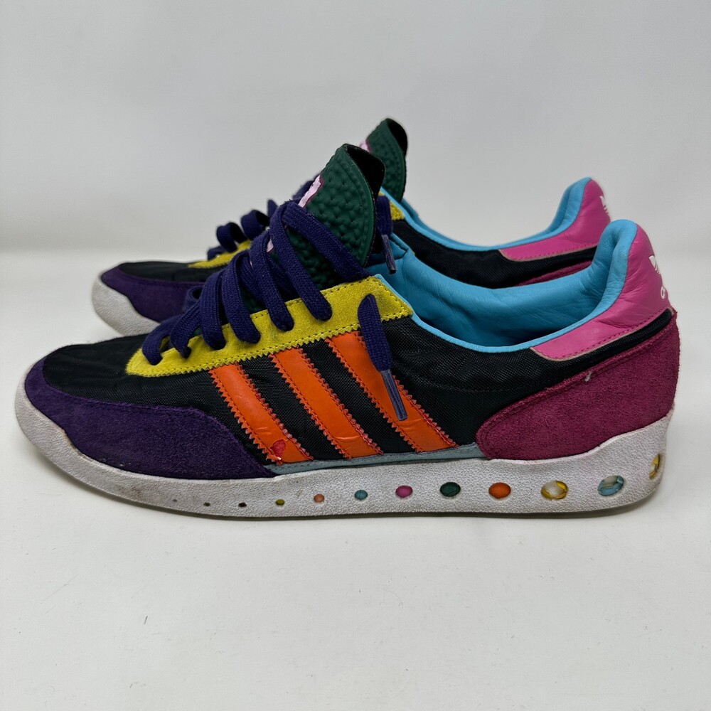 Vintage Adidas Sneakers Men 10.5 Black Multicolor Pegged Sole Trefoil Low
